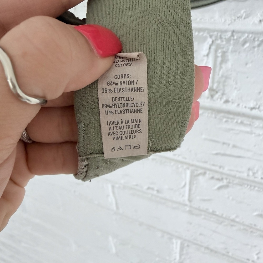 Aerie Green Ombre Real Sunnie Lace Demi Push Up Wireless Bra Size 36D - Picture 6 of 9